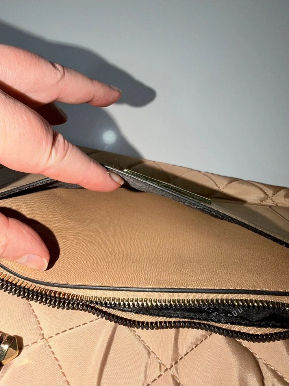 Steve Madden BSpace Quilted Laptop Work Tote Bag/soft blush pink/cream colorway.